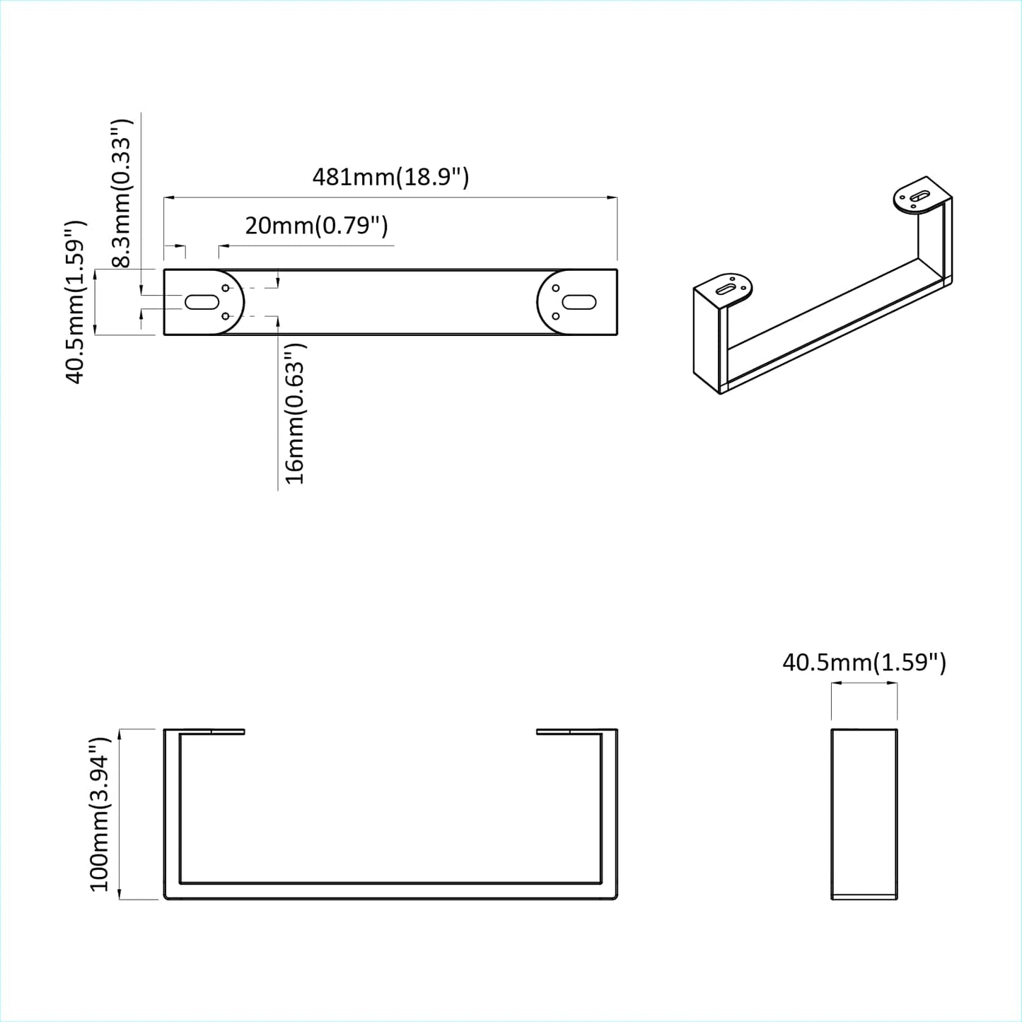 Furniture Feet 12 pcs Black 481 x 40.5 x 100 mm Iron
