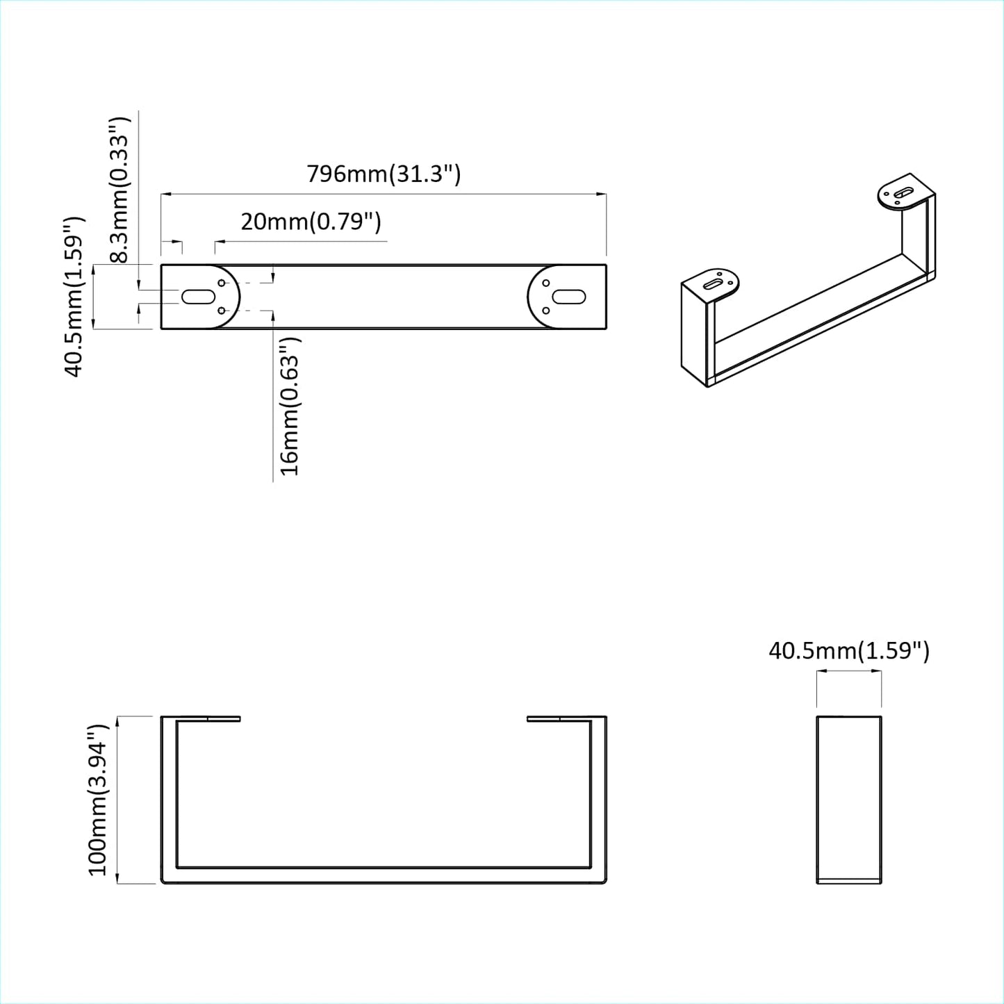 Furniture Feet 12 pcs Black 796 x 40.5 x 100 mm Iron