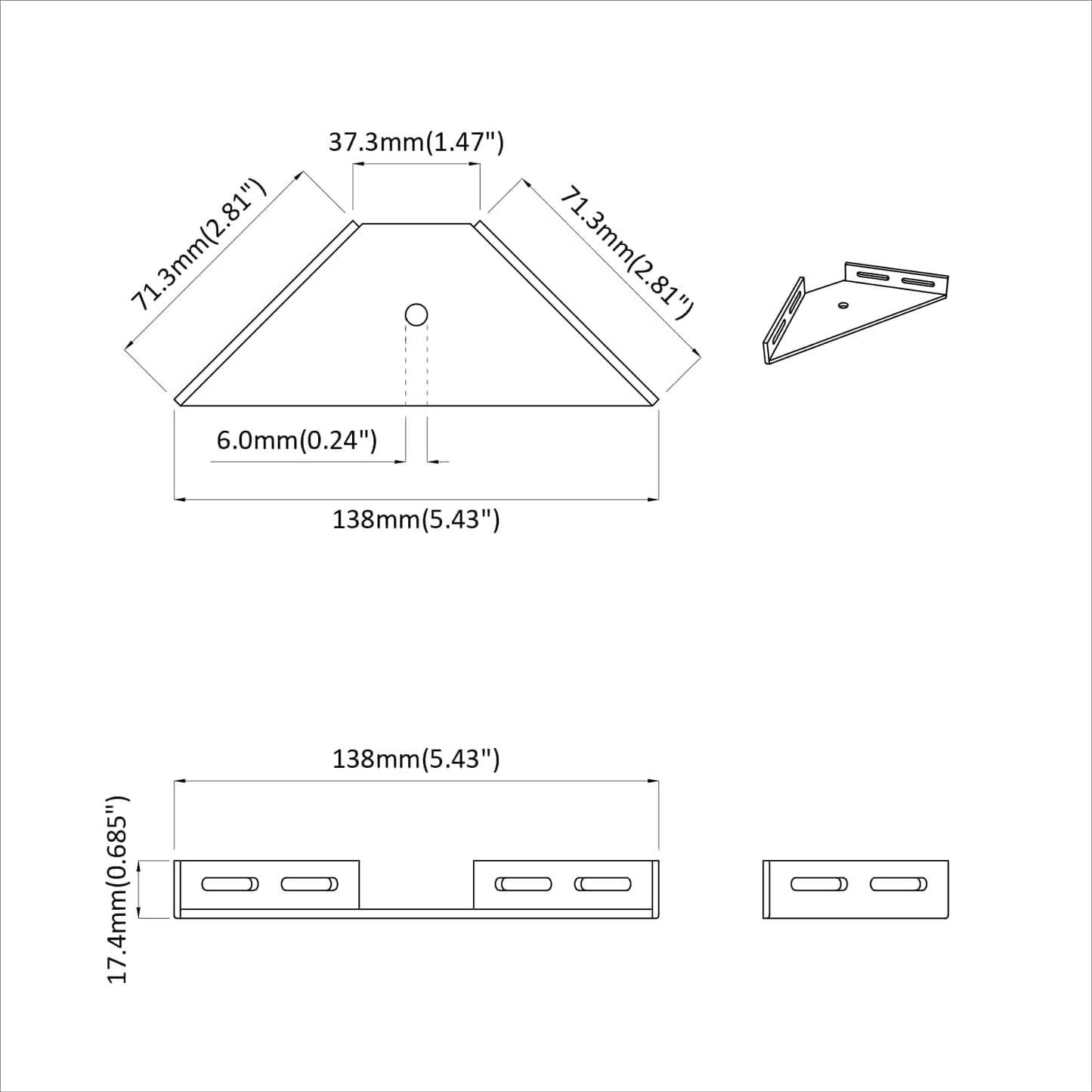 Corner Bracket 12 Black 138.5 x 50.5 x 16 mm Iron