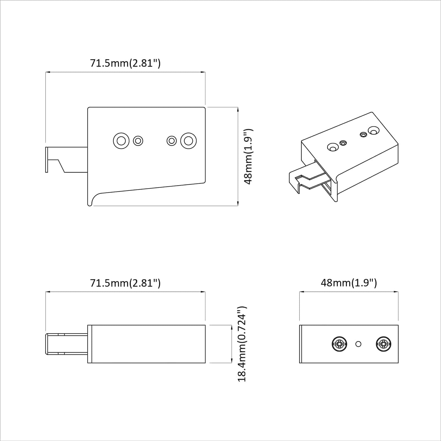 Cabinet Hanging Bracket 2 pcs White 70 x 48 x 19 mm