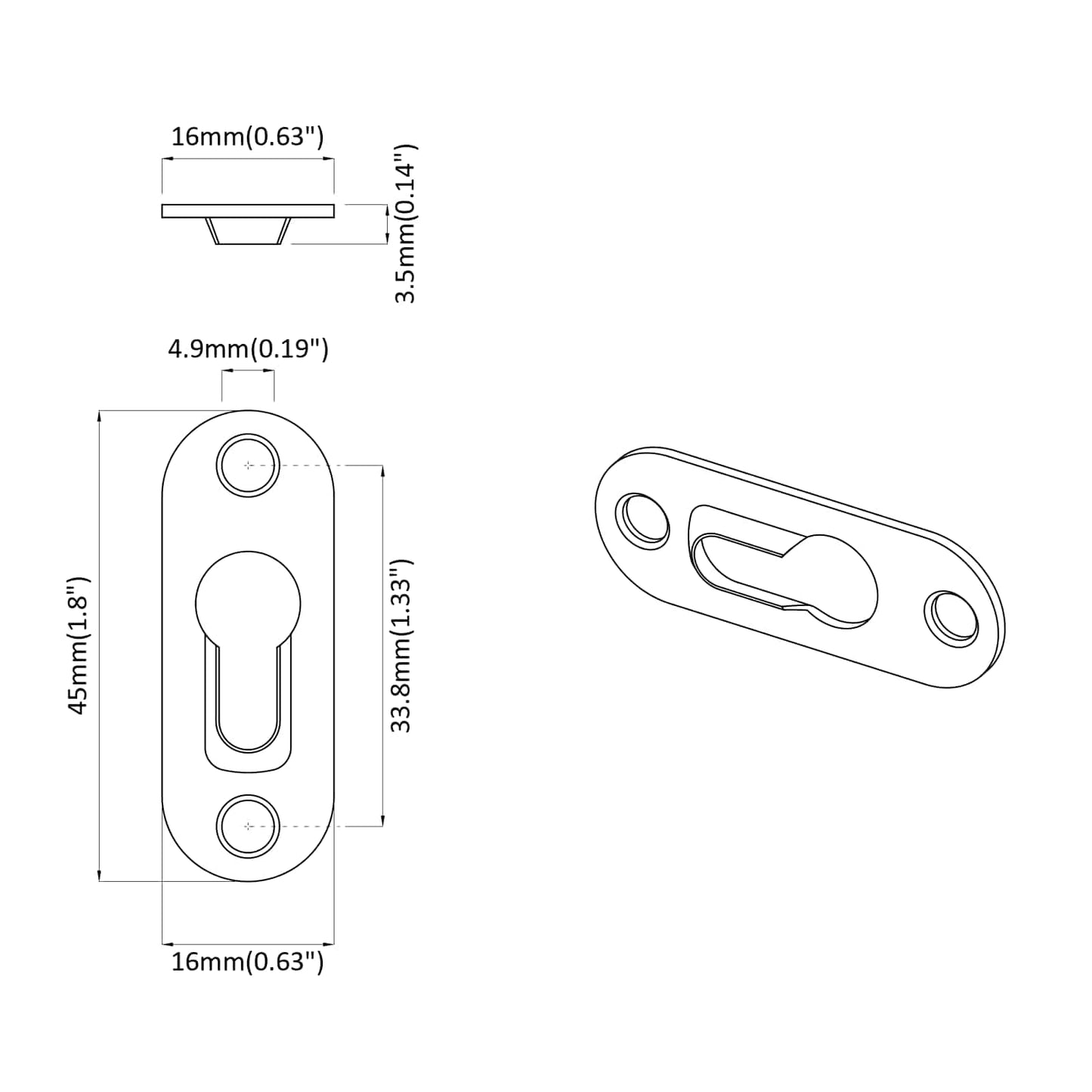 Keyhole Hanger 12 pcs Silver 45 x 16 x 3.5 mm Iron