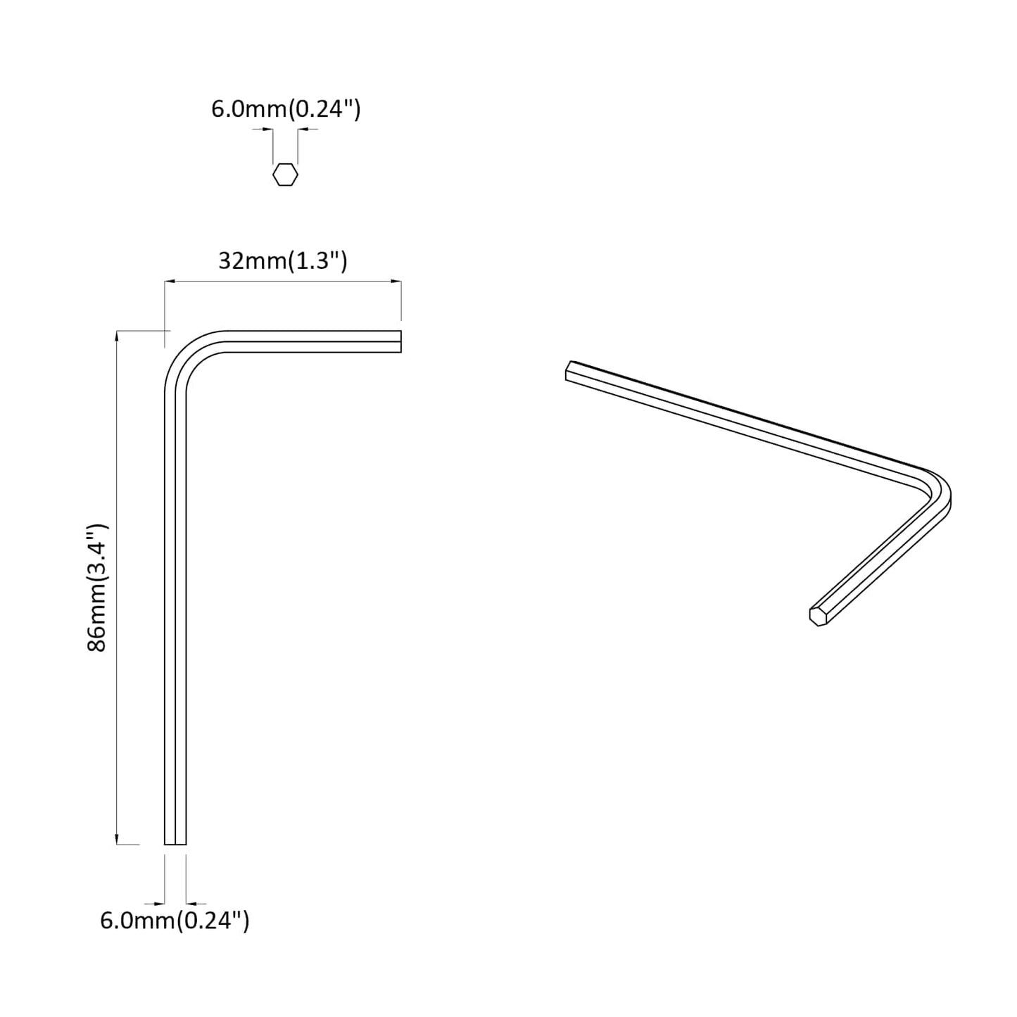 Hex Key 1800 pcs Silver 32 x 86 mm Steel