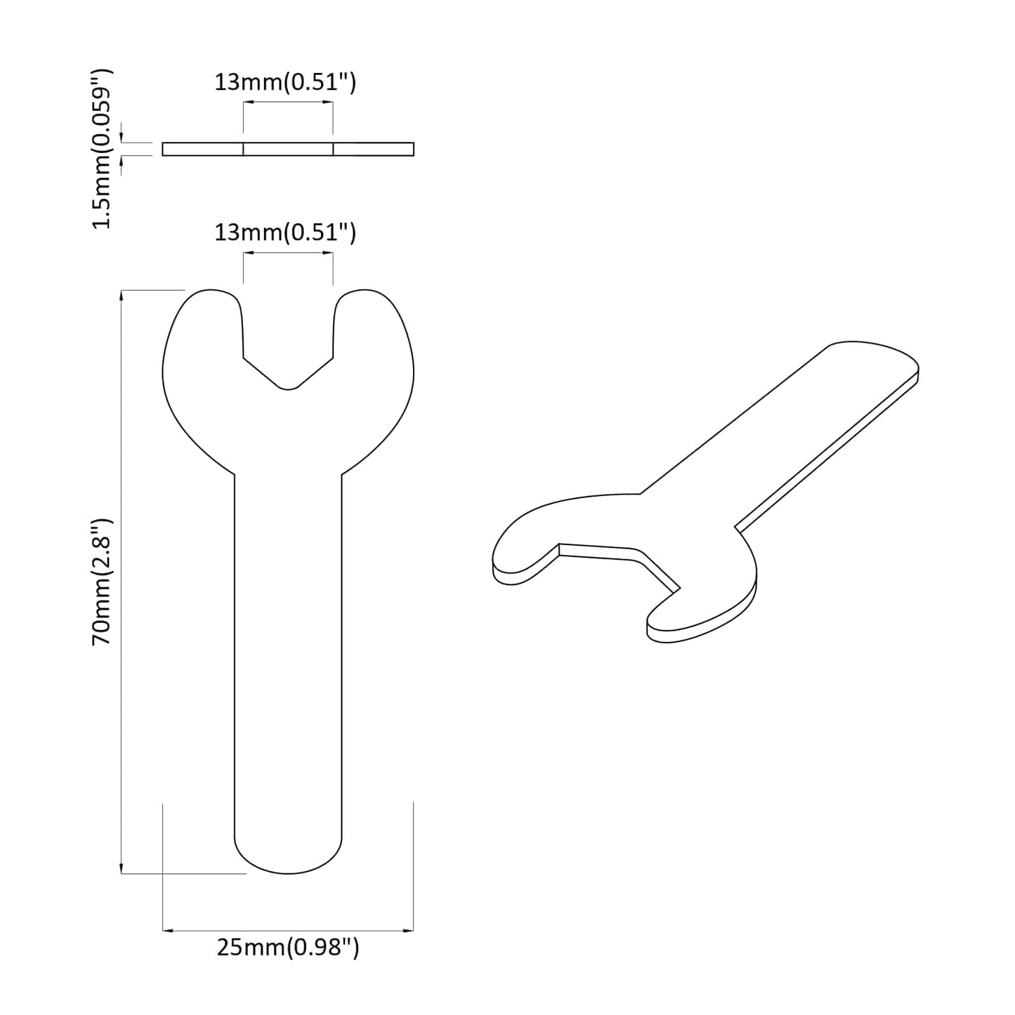 Spanner 2 pcs Silver 13 mm Iron