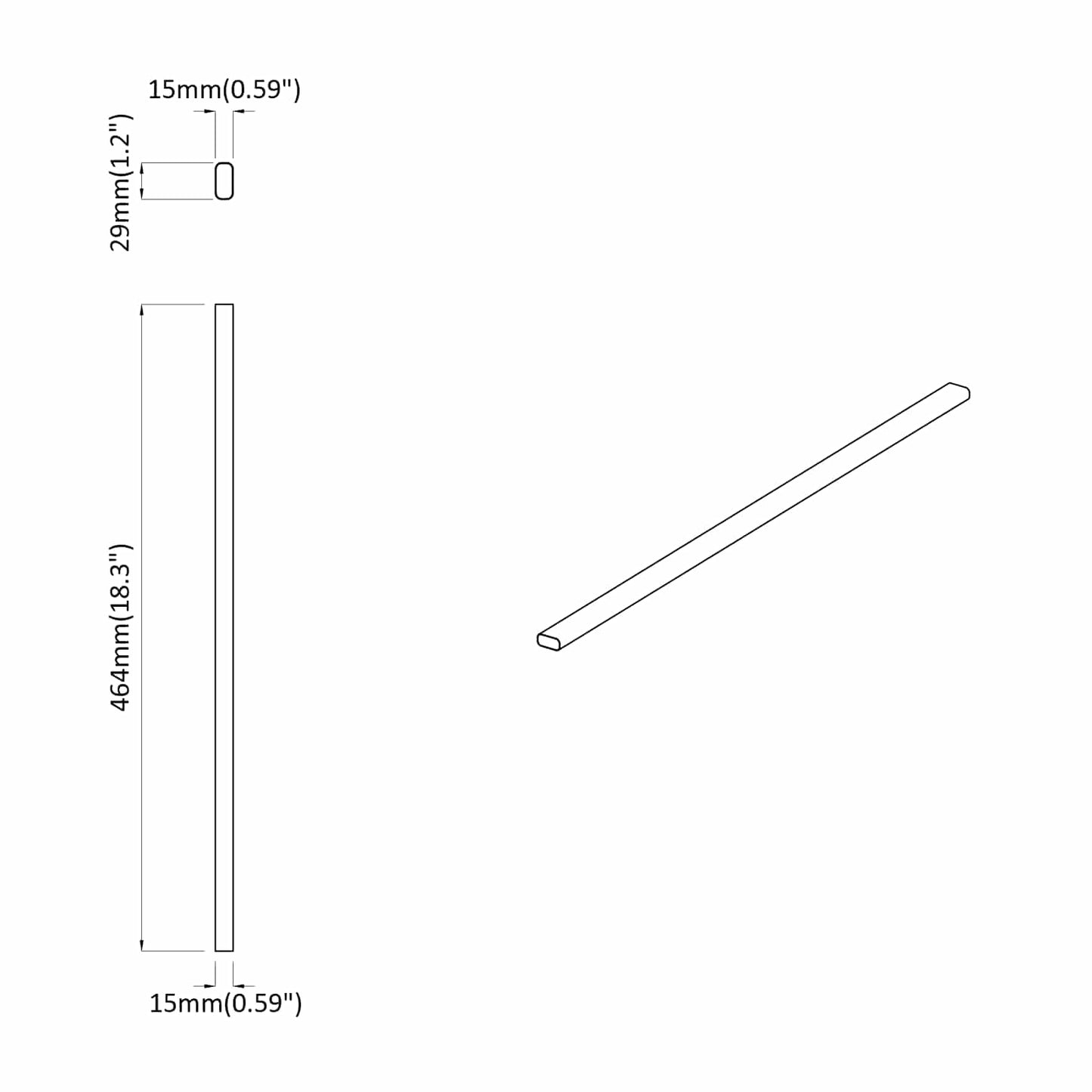 Closet Rod 12 pcs Silver 464 x 15 x 29 mm Aluminium Alloy