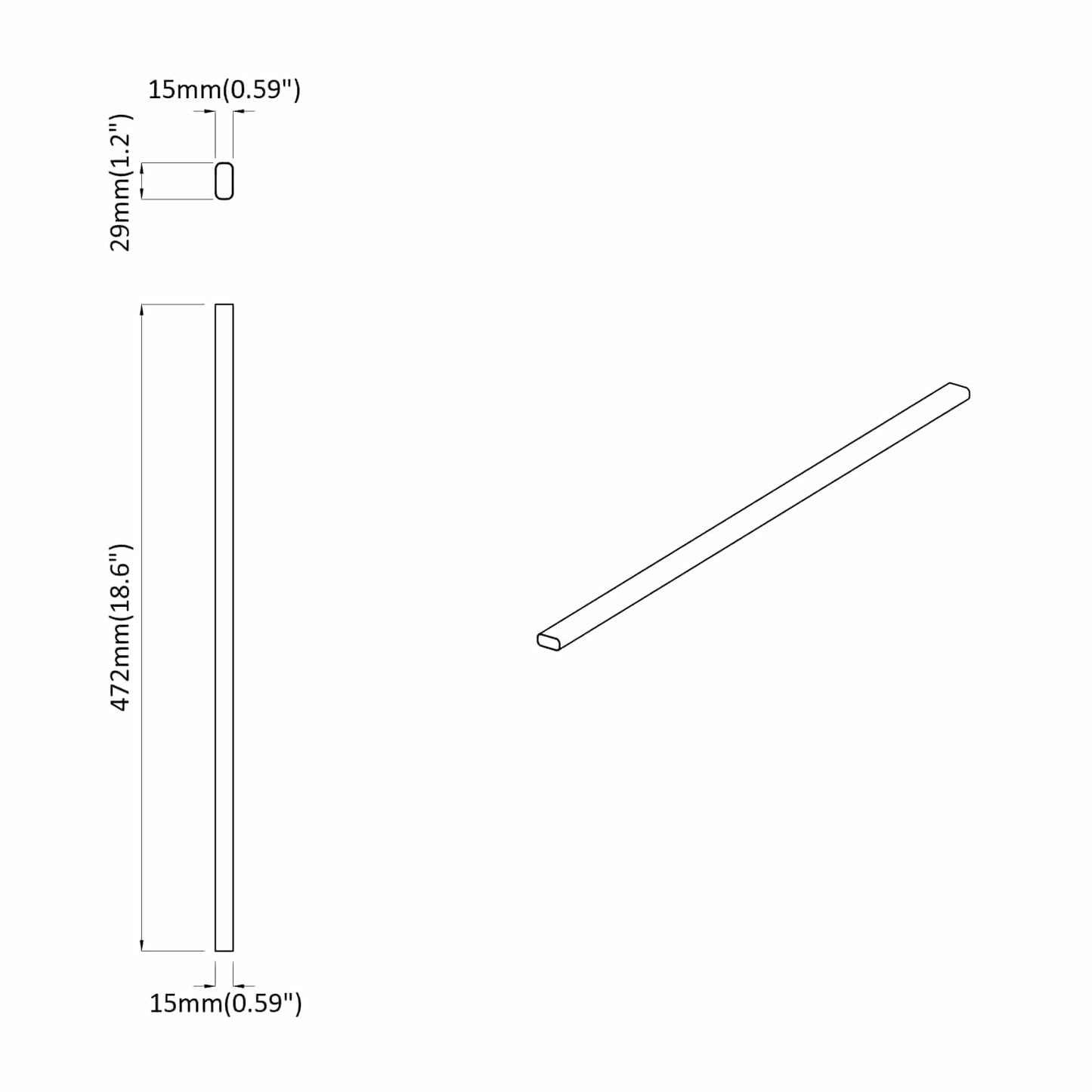 Closet Rod 2 pcs Silver 472 x 15 x 29 mm Aluminium Alloy