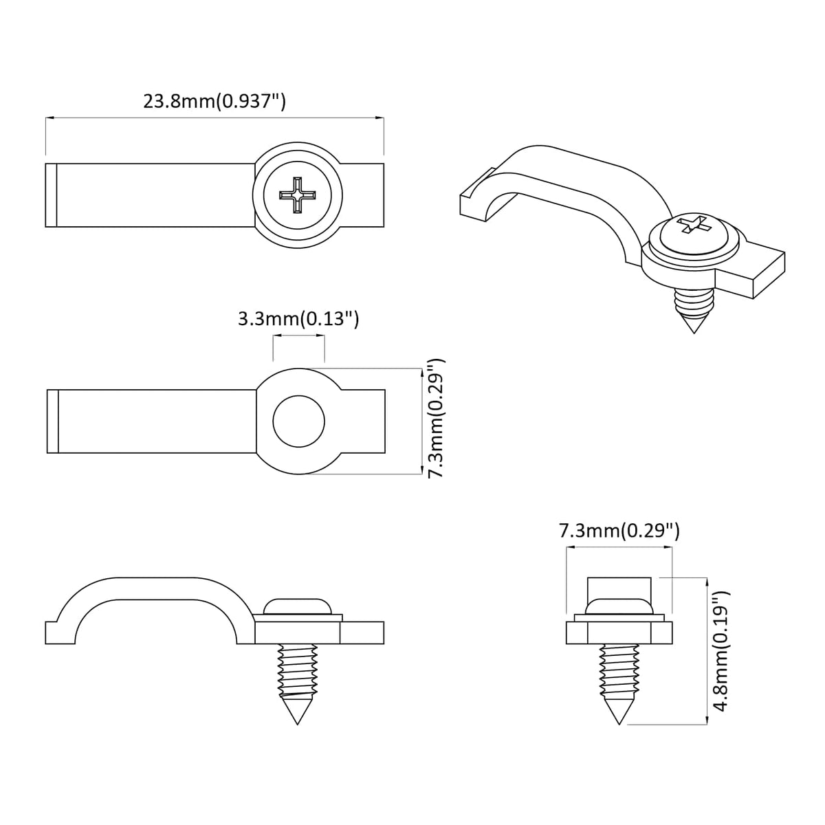 LED Strip Clips 23.8 mm 12 pcs Transparent Plastic and Iron