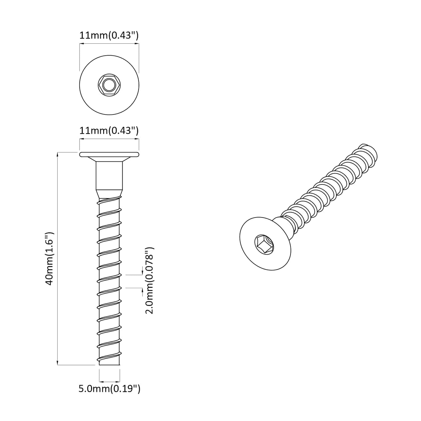 Screw 5143 pcs Zinc-coated 5 x 40 mm Iron