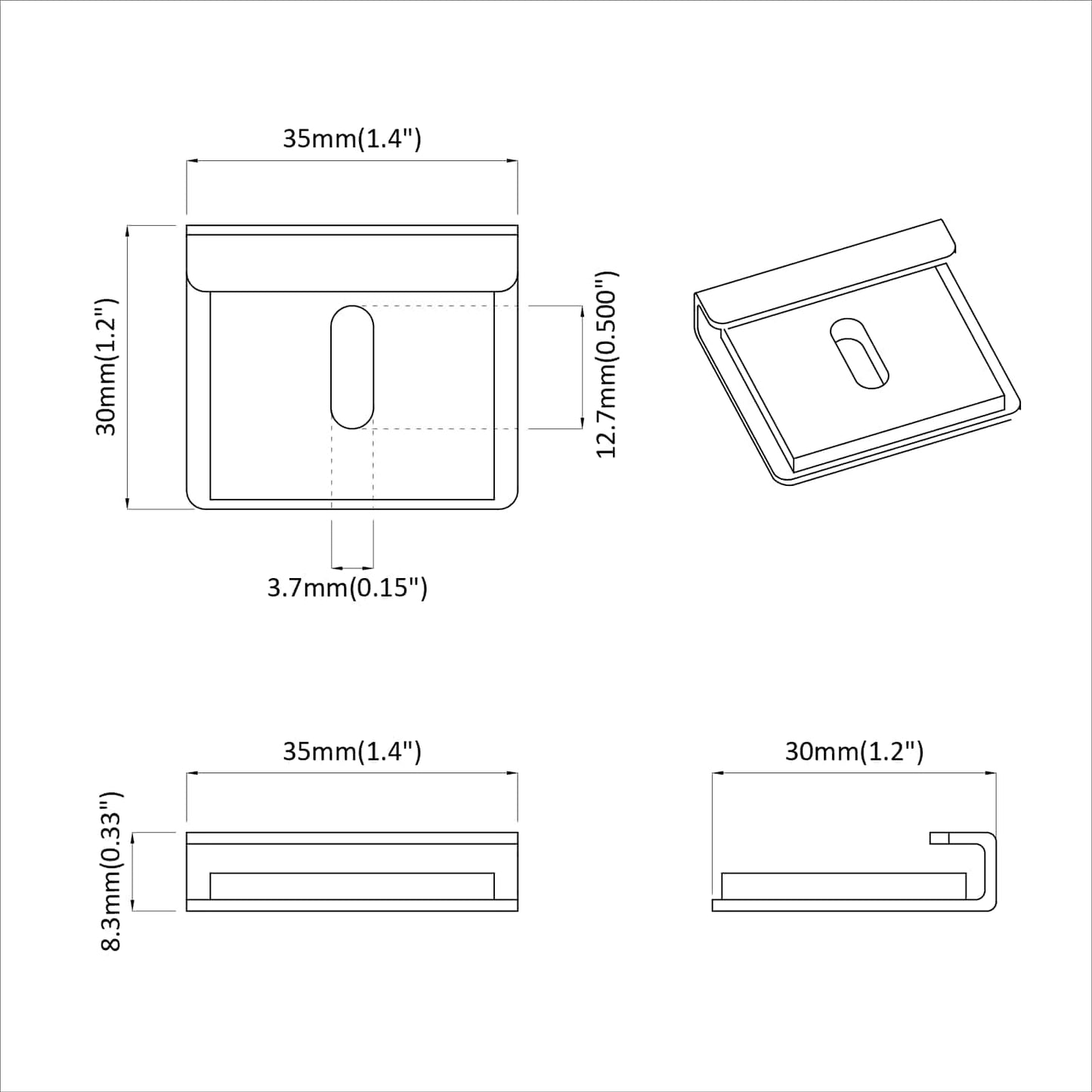 Mirror Hold Bracket 340 Nickel 35 x 30 x 8.3 mm Steel