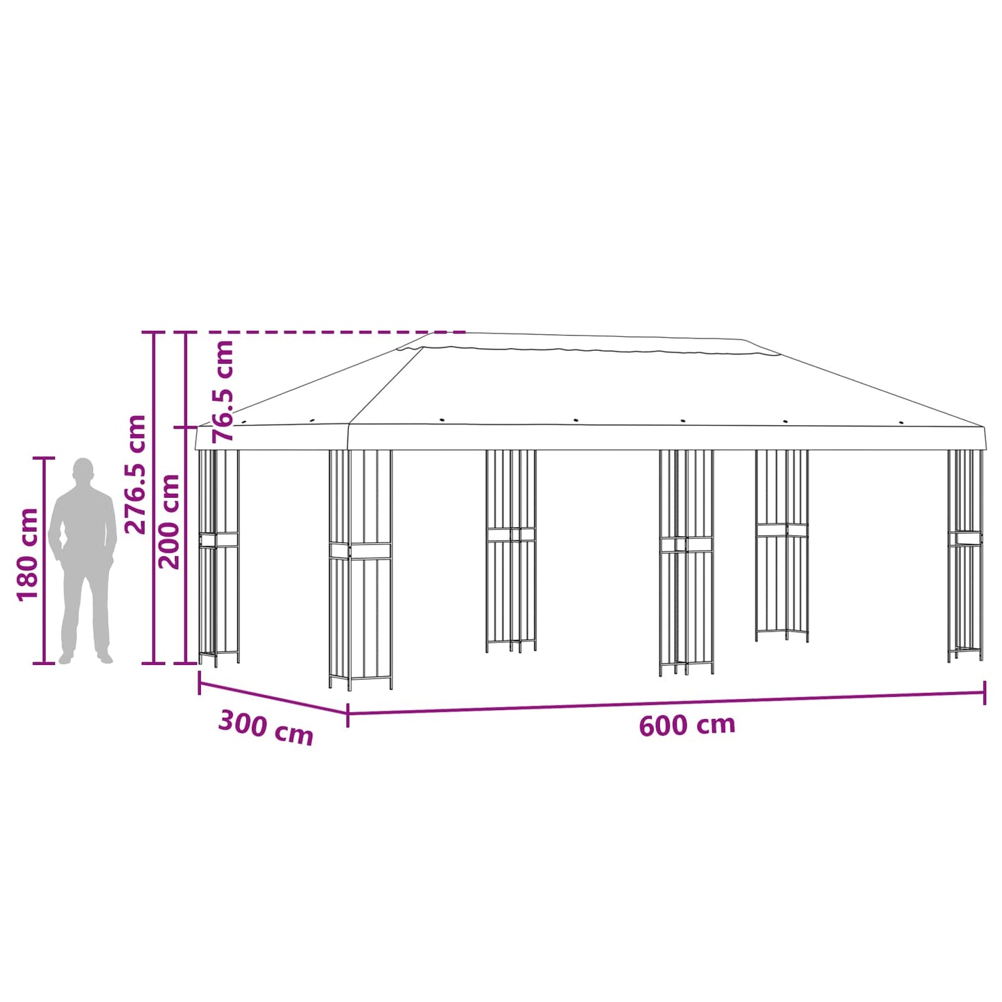Garden Gazebo 6 x 3 m Anthracite Polyester and Steel 190 gsm