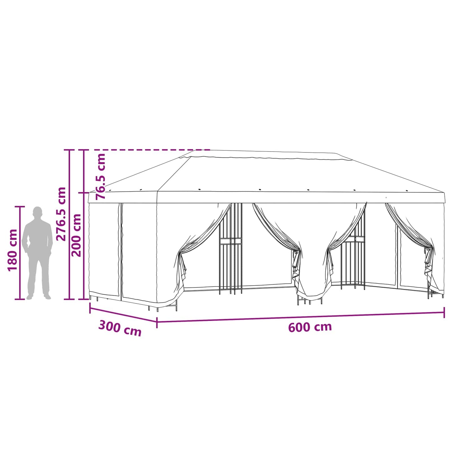 6 x 3 m Anthracite Polyester and Steel 190 gsm