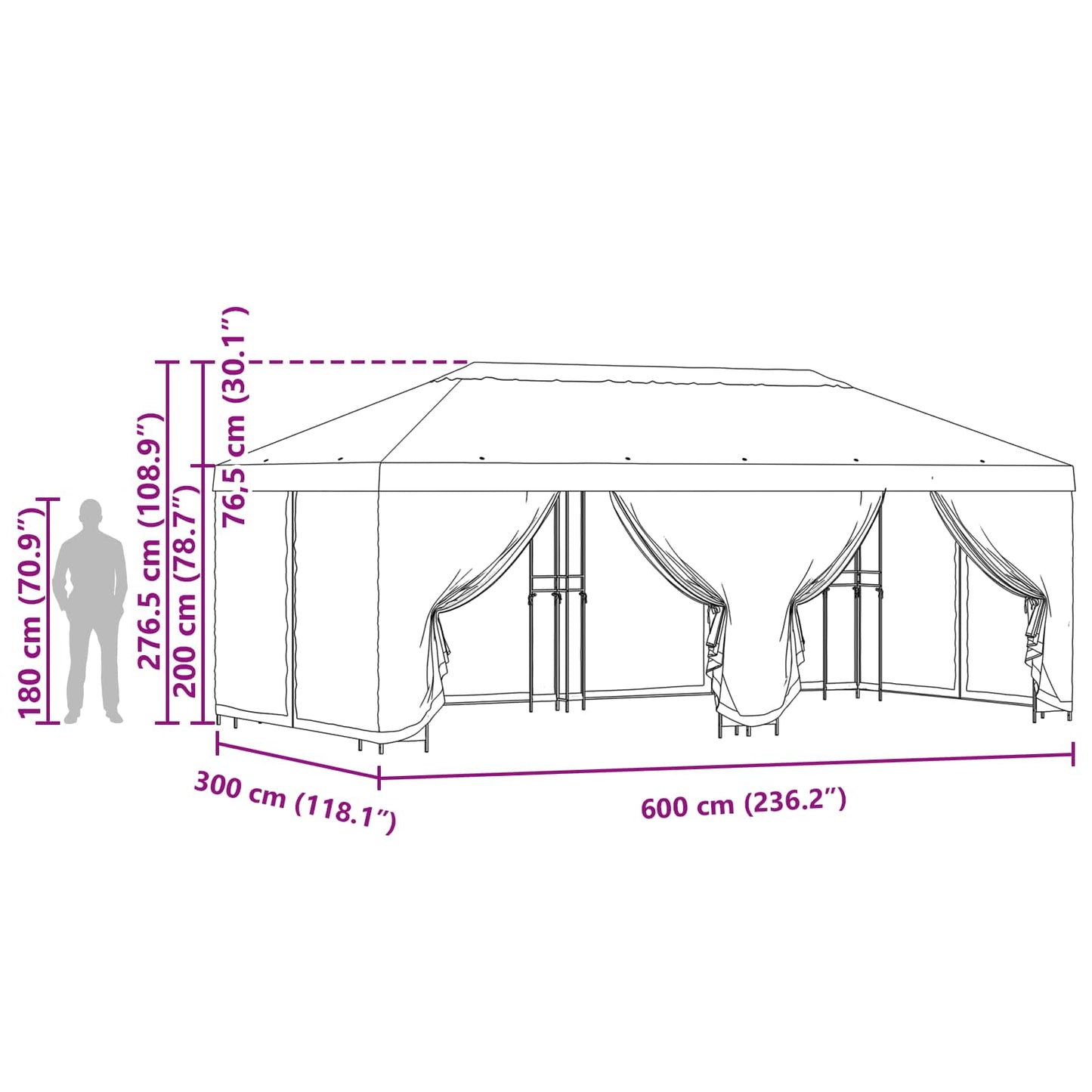 Garden Gazebo with Sidewalls 6 x 3 m Anthracite