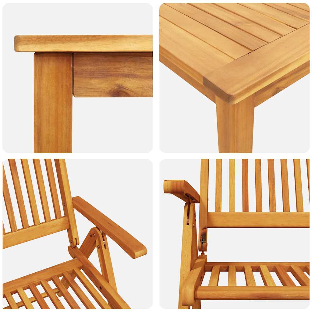 Garden Dining Set 7 pcs Brown Solid Acacia Wood