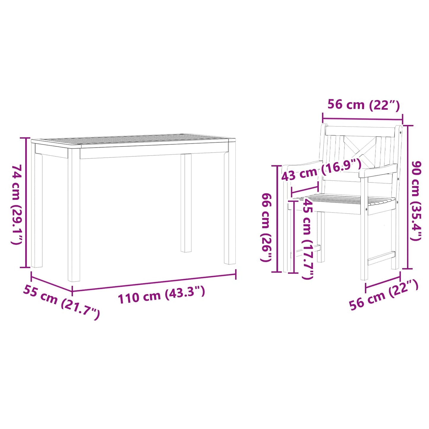 Garden Dining Set 3 pcs Brown Solid Acacia Wood