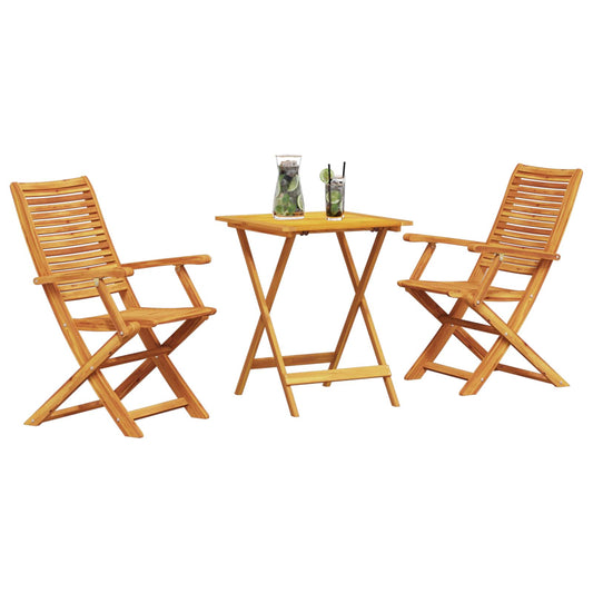 Folding Bistro Set 3 pcs Brown Solid Acacia Wood