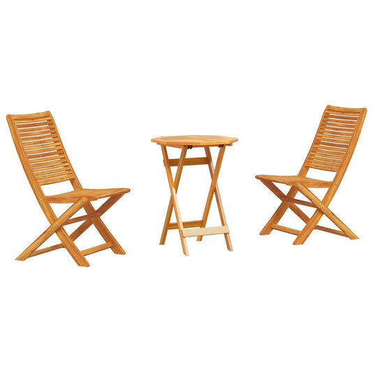 Folding Bistro Set 3 pcs 2-Seaters Brown Solid Acacia Wood