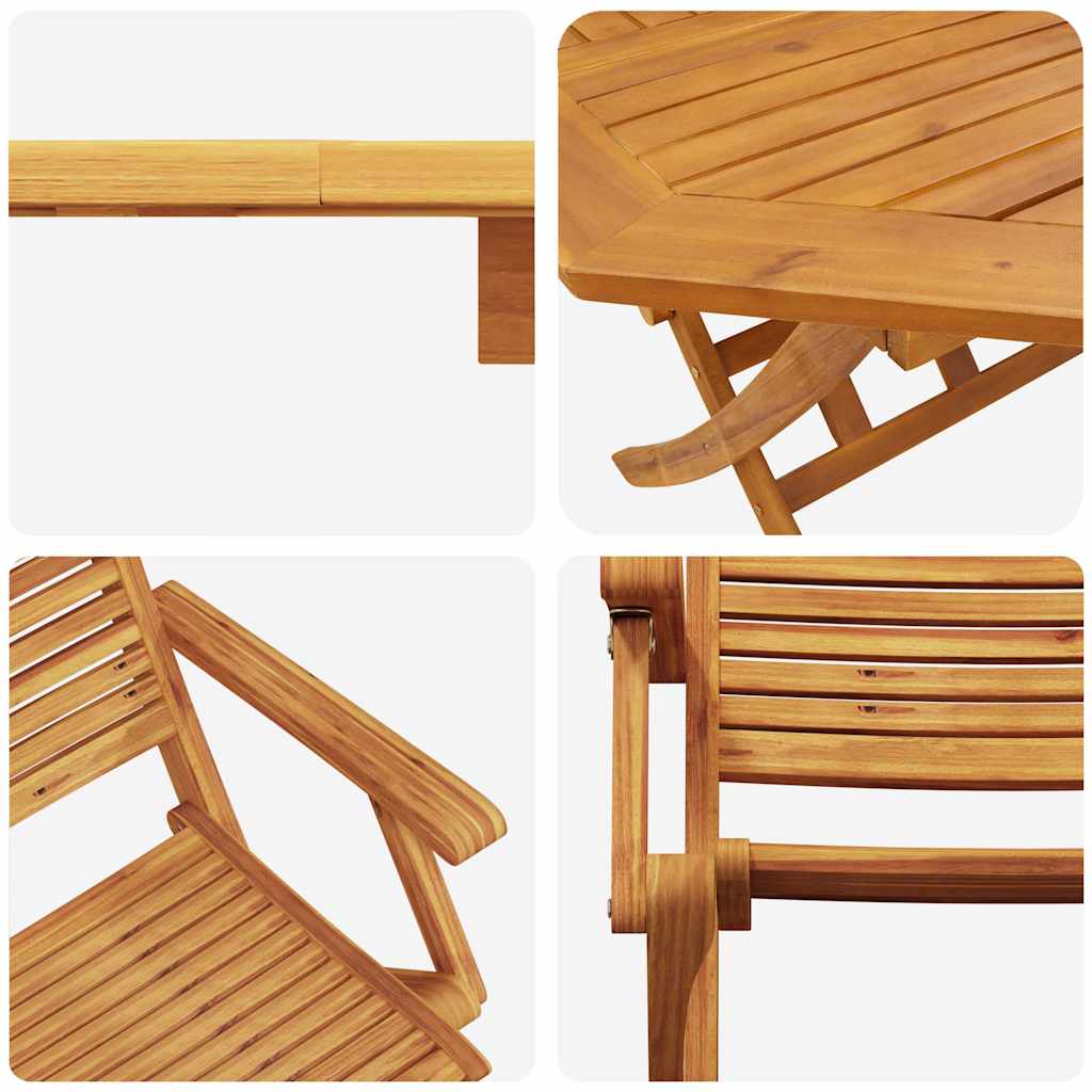Folding Bistro Set 3 pcs Brown Solid Acacia Wood