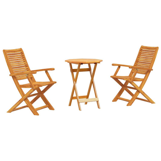Folding Bistro Set 3 pcs Brown Solid Acacia Wood