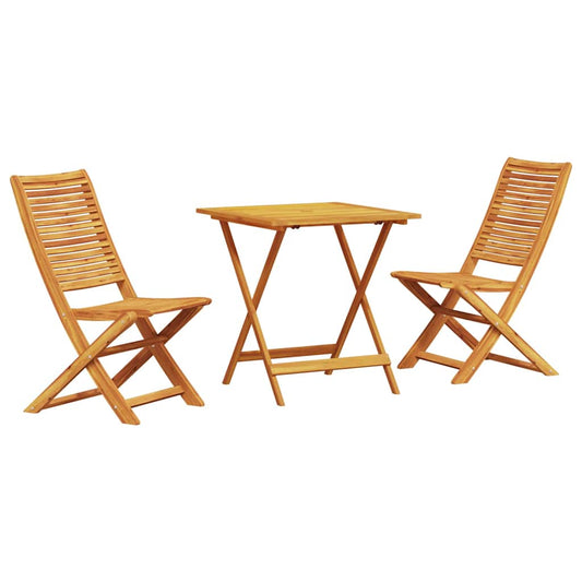 Folding Bistro Set 3 pcs Brown Solid Acacia Wood