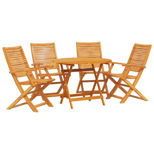 Garden Dining Set 5 pcs Brown Solid Acacia Wood