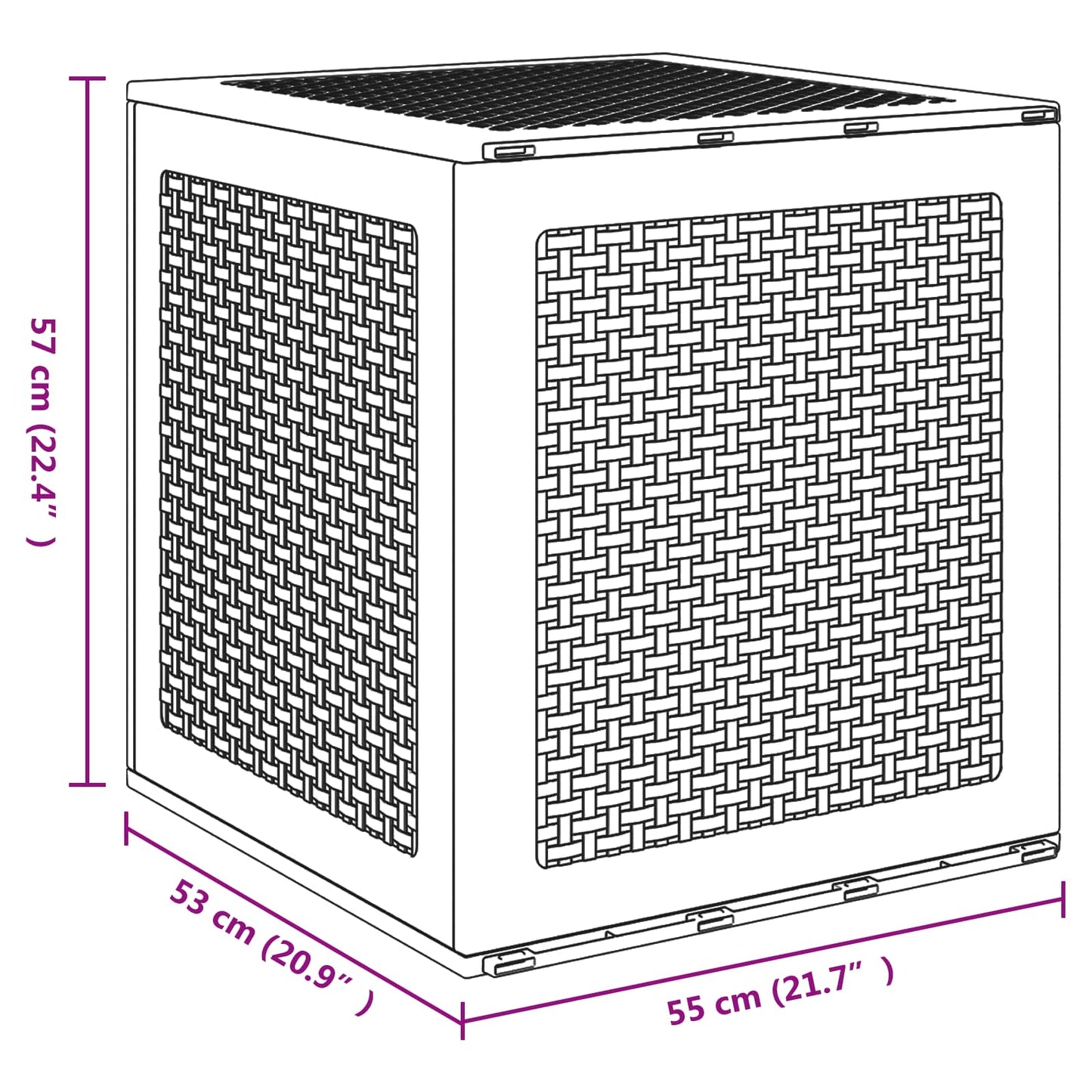 Storage Box Light Grey 55 x 53 x 57 cm Polypropylene
