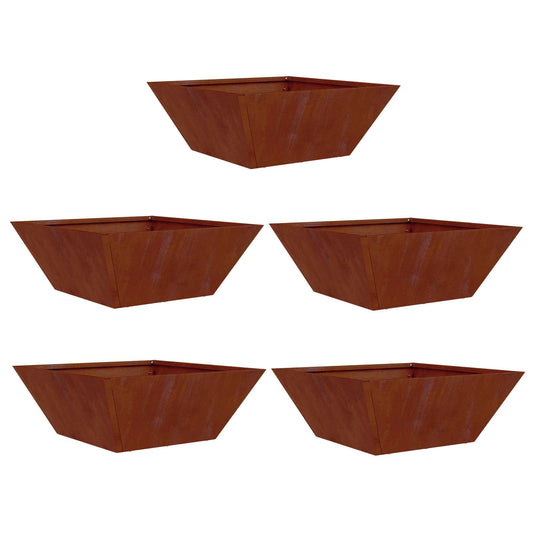 Garden Planter 5 pcs Rusty 40 x 40 x 15 cm Weathering Steel