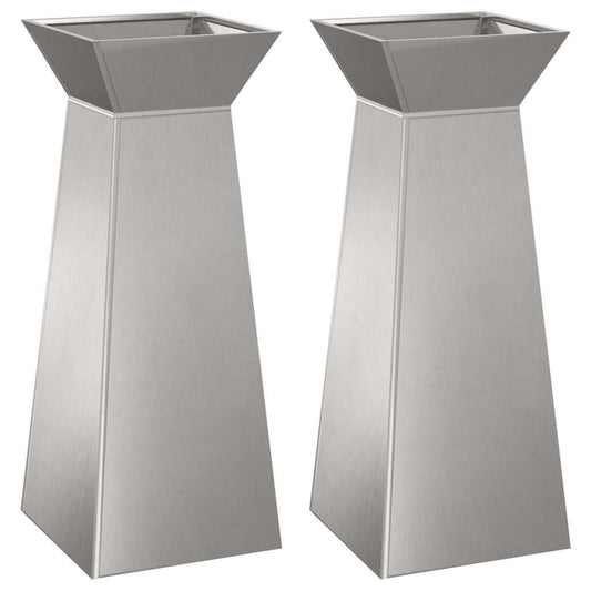 Pillar Planter 2 pcs Silver 40 x 40 x 100 cm Stainless Steel