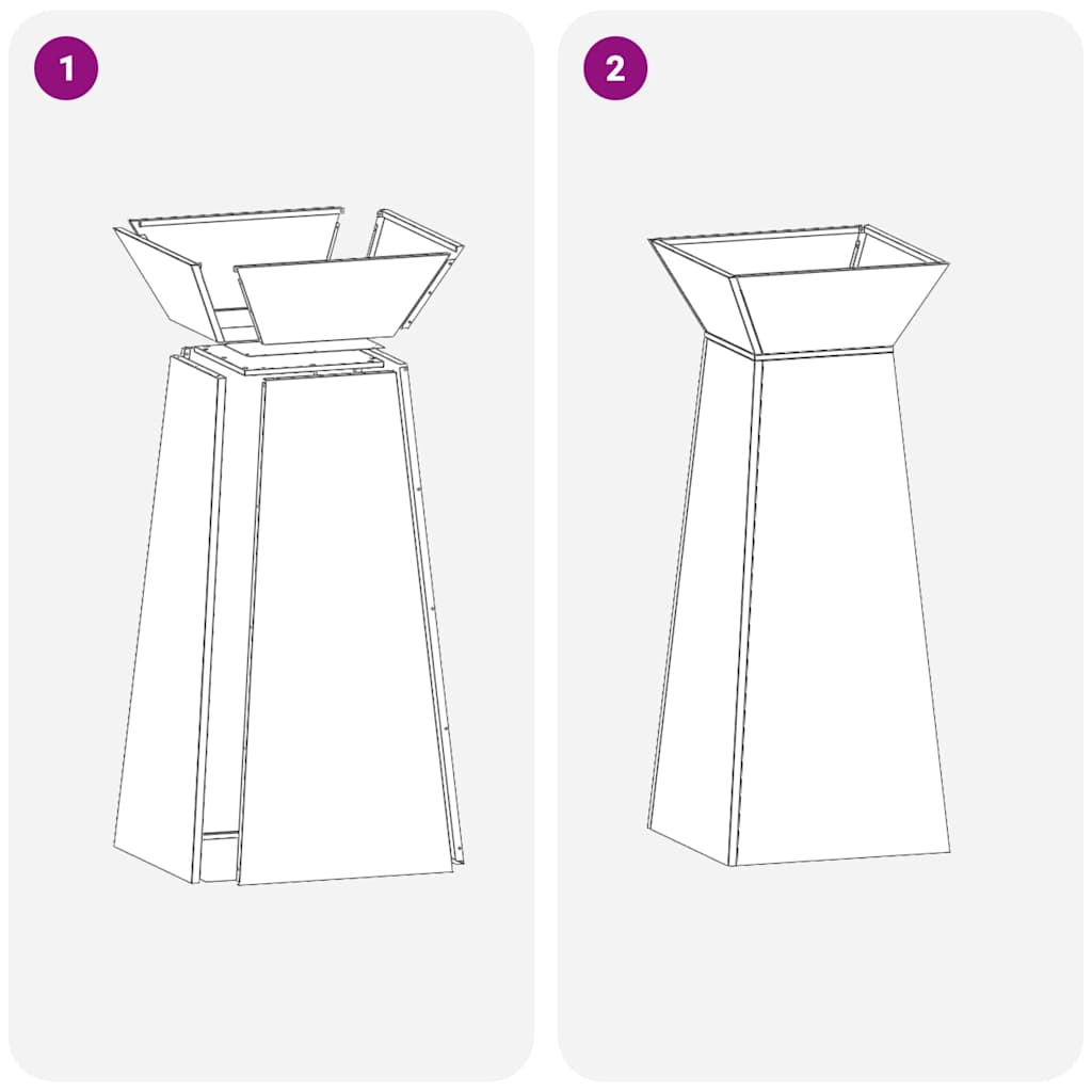 Pillar Planter Silver 40 x 40 x 100 cm Galvanised Steel