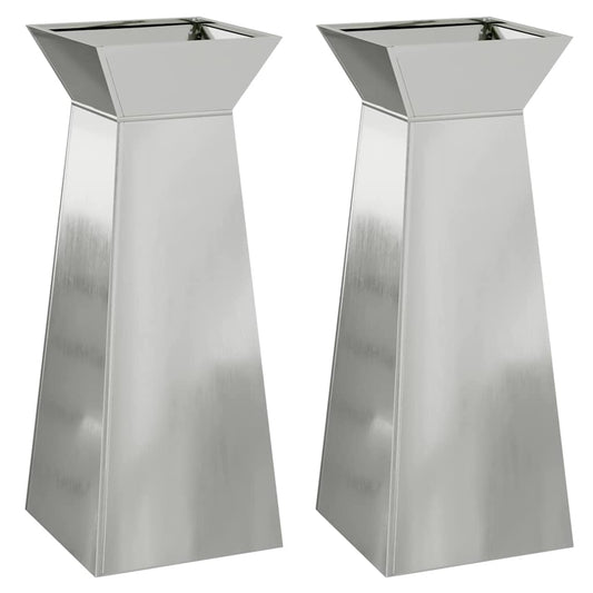 Pillar Planter 2 pcs Silver 40 x 40 x 100 cm Galvanised Steel