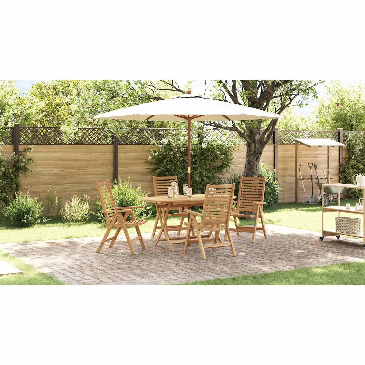 Chair Folding 4 pcs Brown 64.5 x 52 x 108 cm Solid Teak Wood