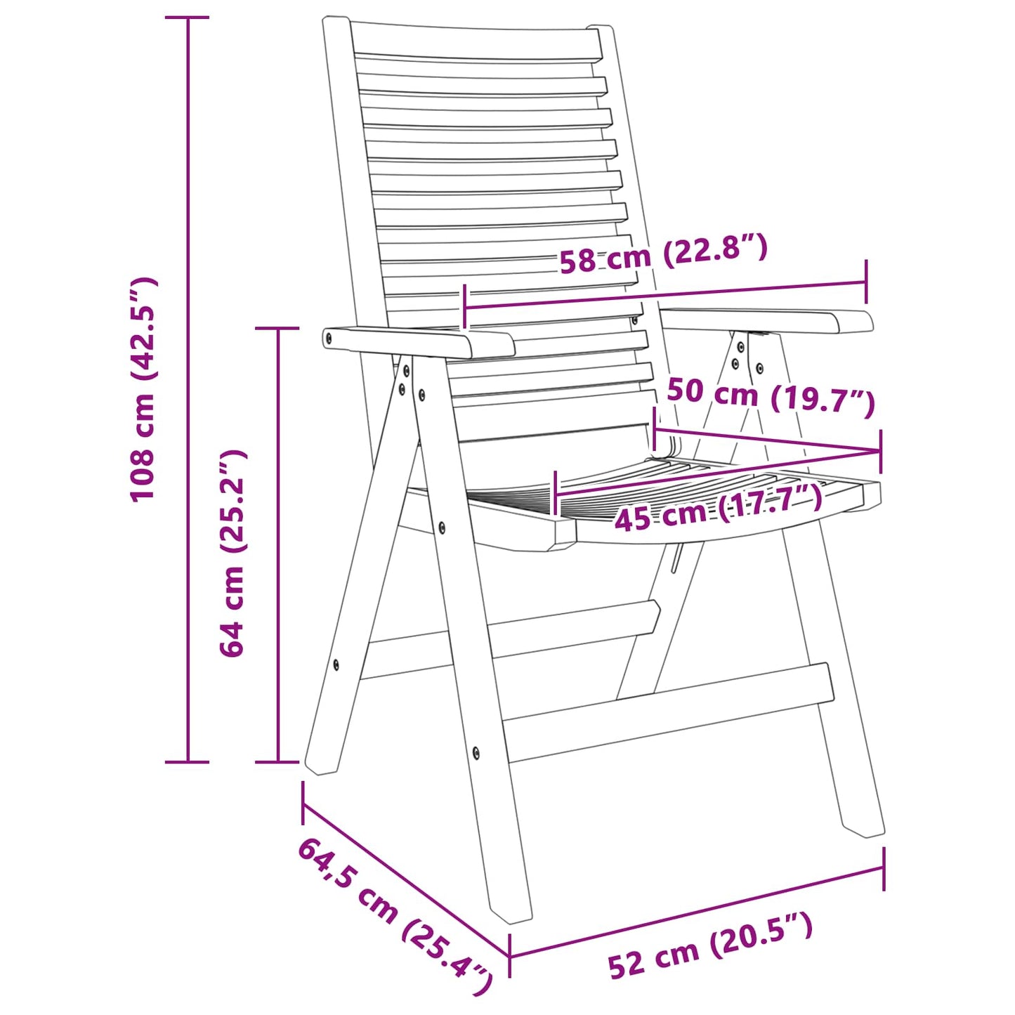 Chair 8 pcs Brown Solid Teak Wood Convertible