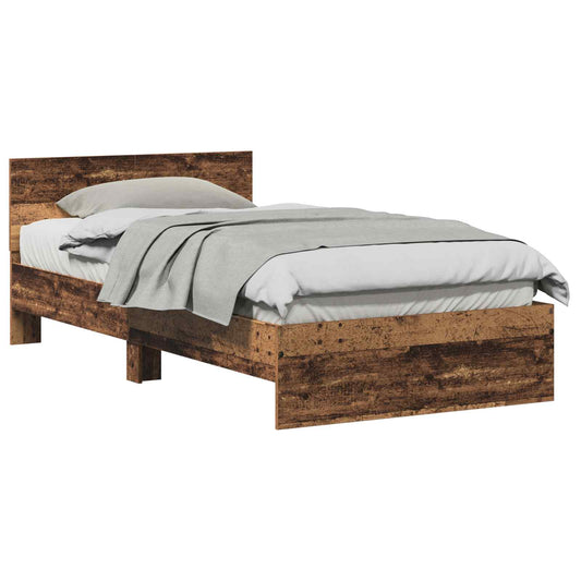 Bed Frame with Headboard Old Wood 203 x 104 x 70 cm