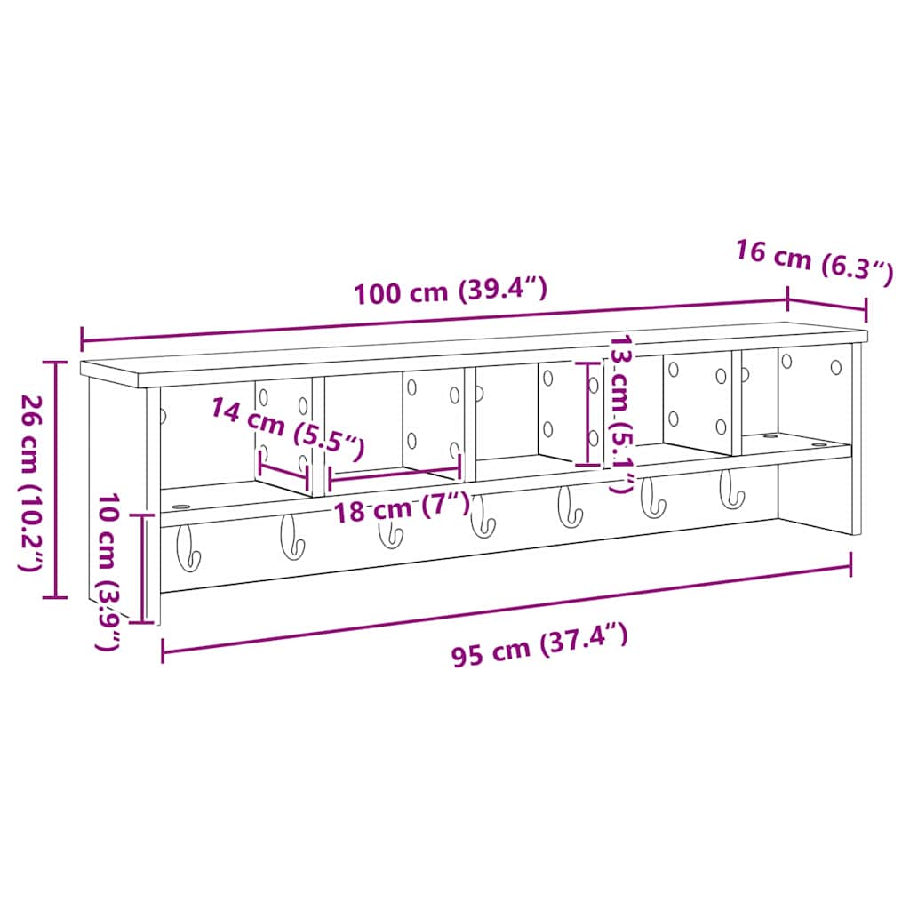 Wall-Mounted Coat Rack Wall-Mounted Artisan Oak Engineered wood
