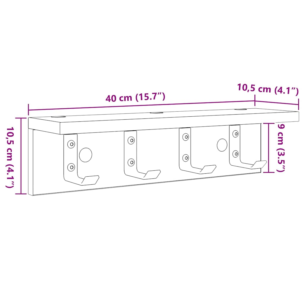 Wall-Mounted Coat Rack Wall-Mounted Concrete Grey