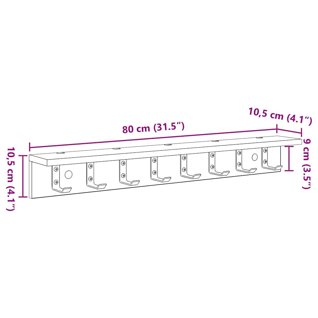 Wall-Mounted Coat Rack Wall-Mounted White 80 x 10.5 x 10.5 cm