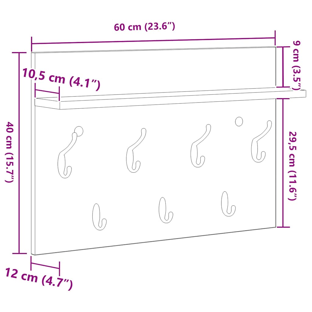 Wall-Mounted Coat Rack Wall-Mounted Concrete Grey