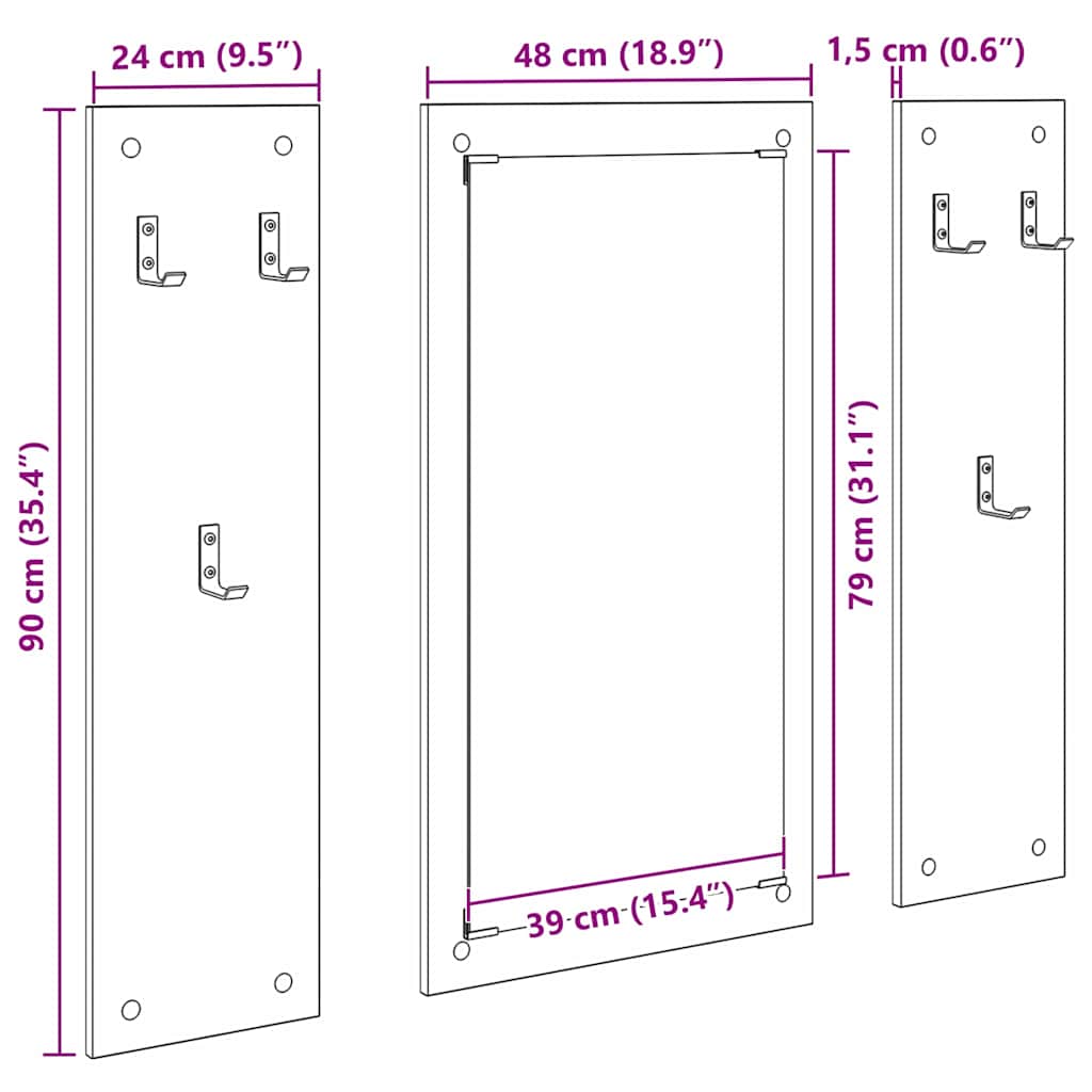Wall-Mounted Coat Rack Wall-Mounted Grey Sonoma Engineered wood