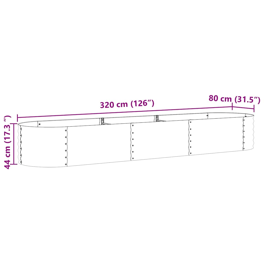 Raised Bed Brown 320 x 80 x 44 cm Steel