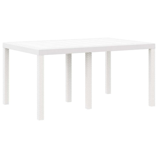Garden Table White 150 x 100 x 73 cm Poly Rattan