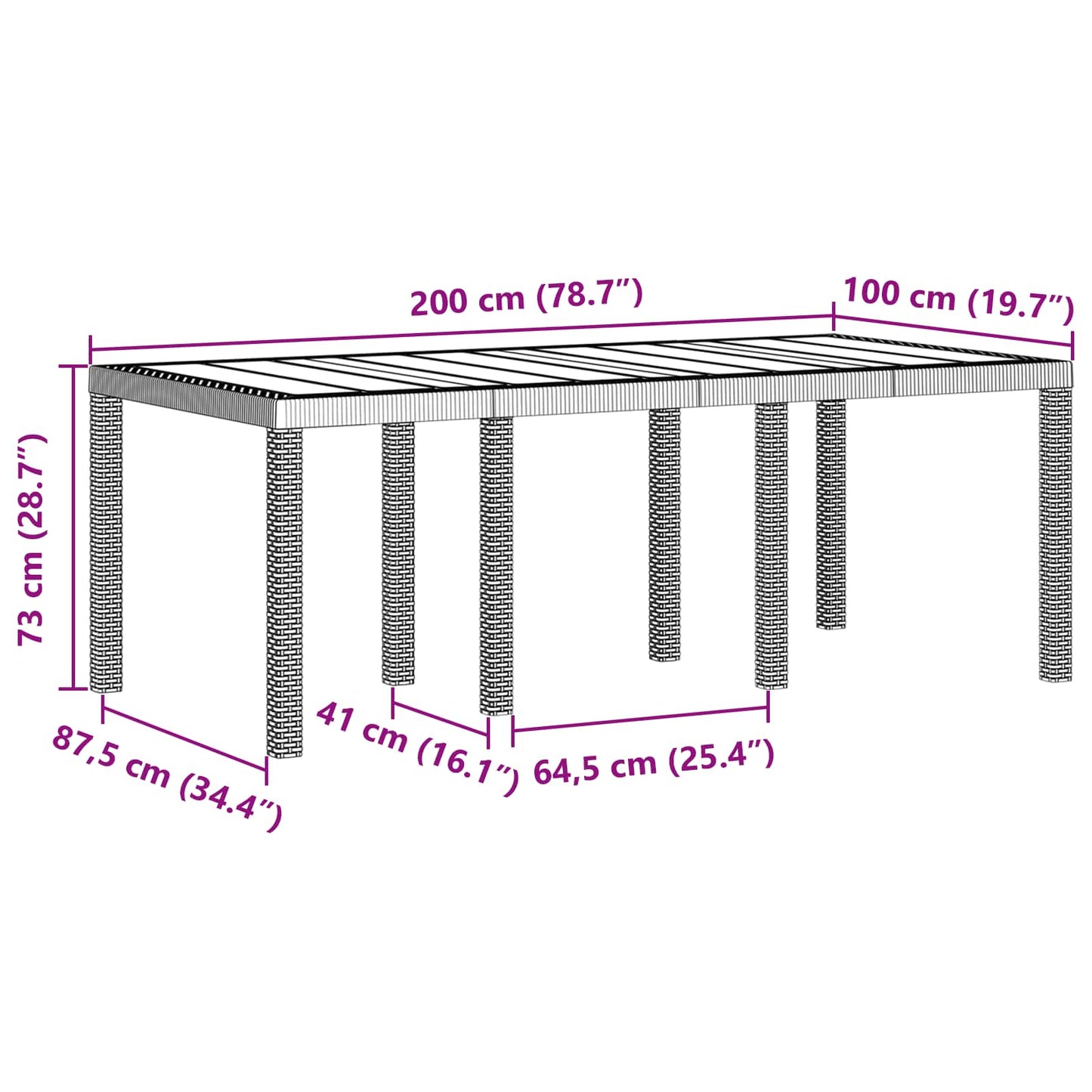 Weather-Resistant Garden Table Anthracite 200 x 100 x 73 cm