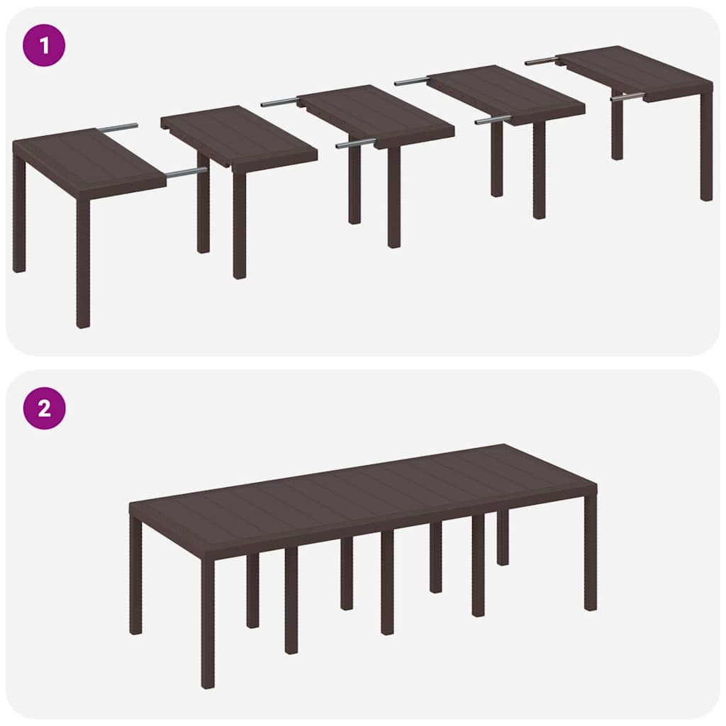 Garden Table Brown 250 x 100 x 73 cm Poly Rattan