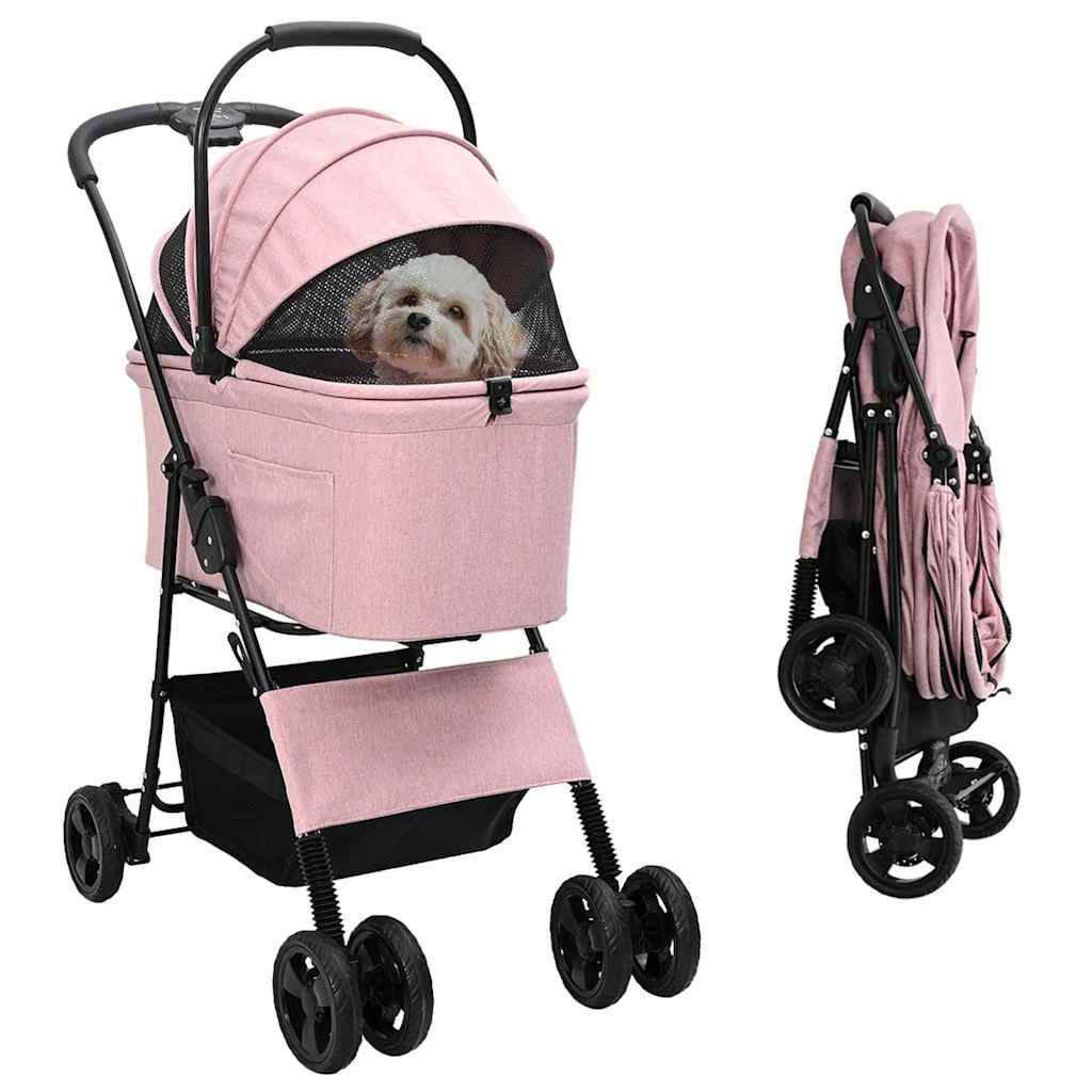 Folding Pet Stroller Pink 81 x 47 x 99 cm 600D Oxford fabric