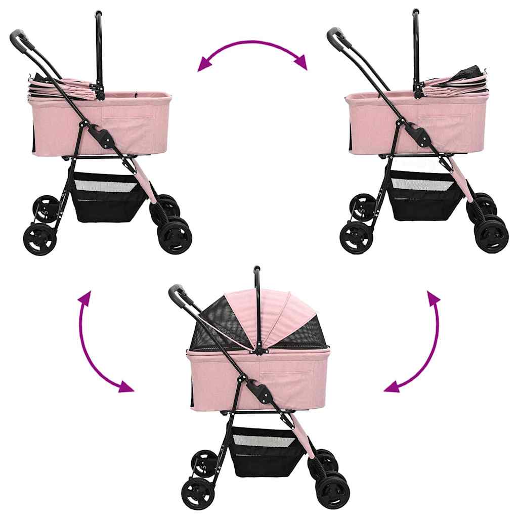 Folding Pet Stroller Pink 81 x 47 x 99 cm 600D Oxford fabric