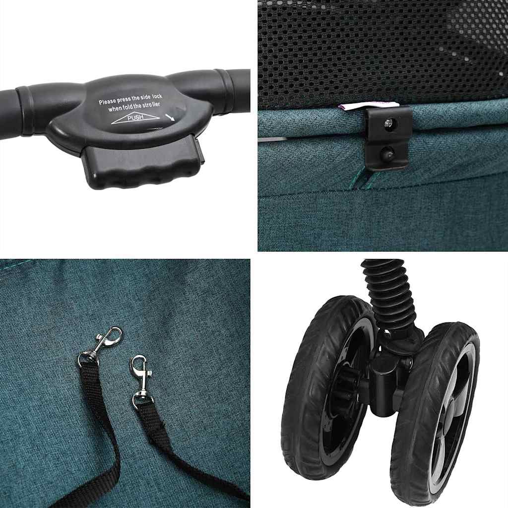 Folding Pet Stroller Green 81 x 47 x 99 cm 600D Oxford fabric