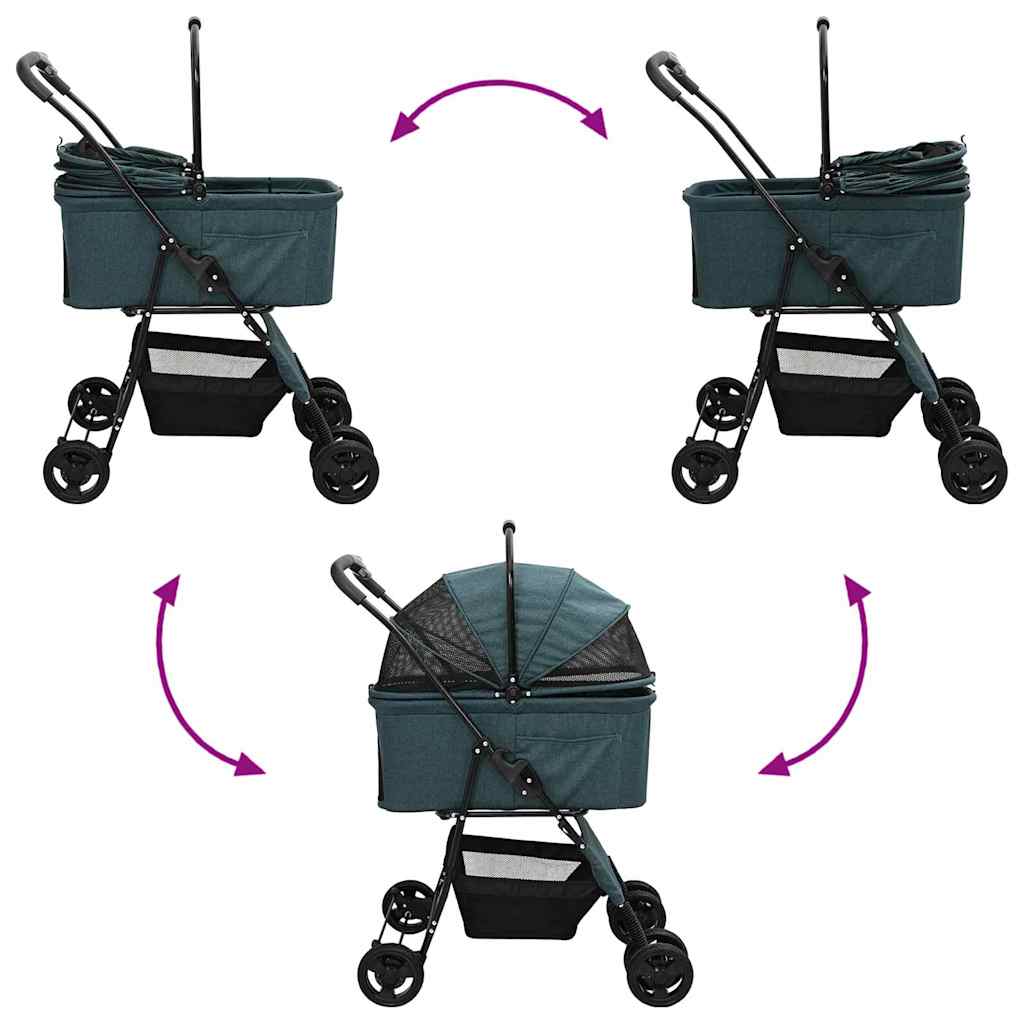 Folding Pet Stroller Green 81 x 47 x 99 cm 600D Oxford fabric