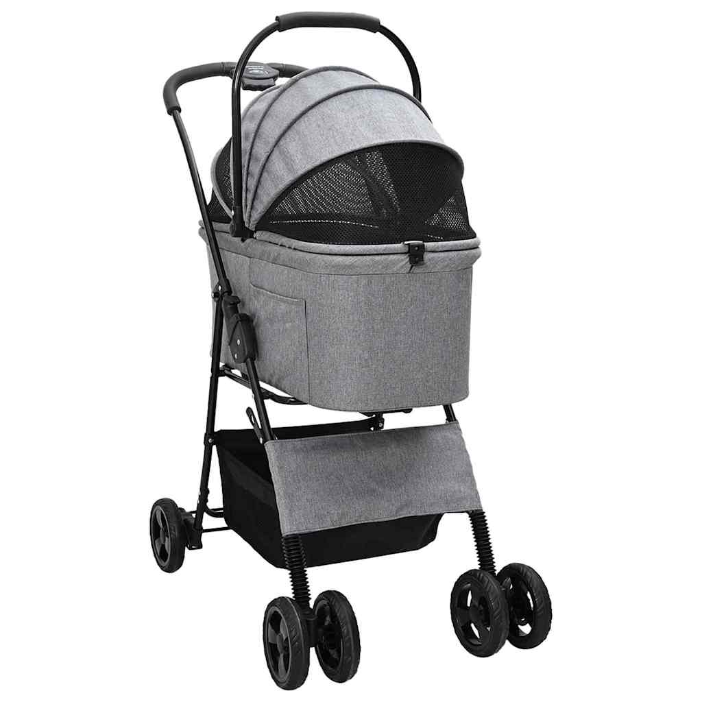Folding Pet Stroller Grey 81 x 47 x 99 cm 600D Oxford fabric
