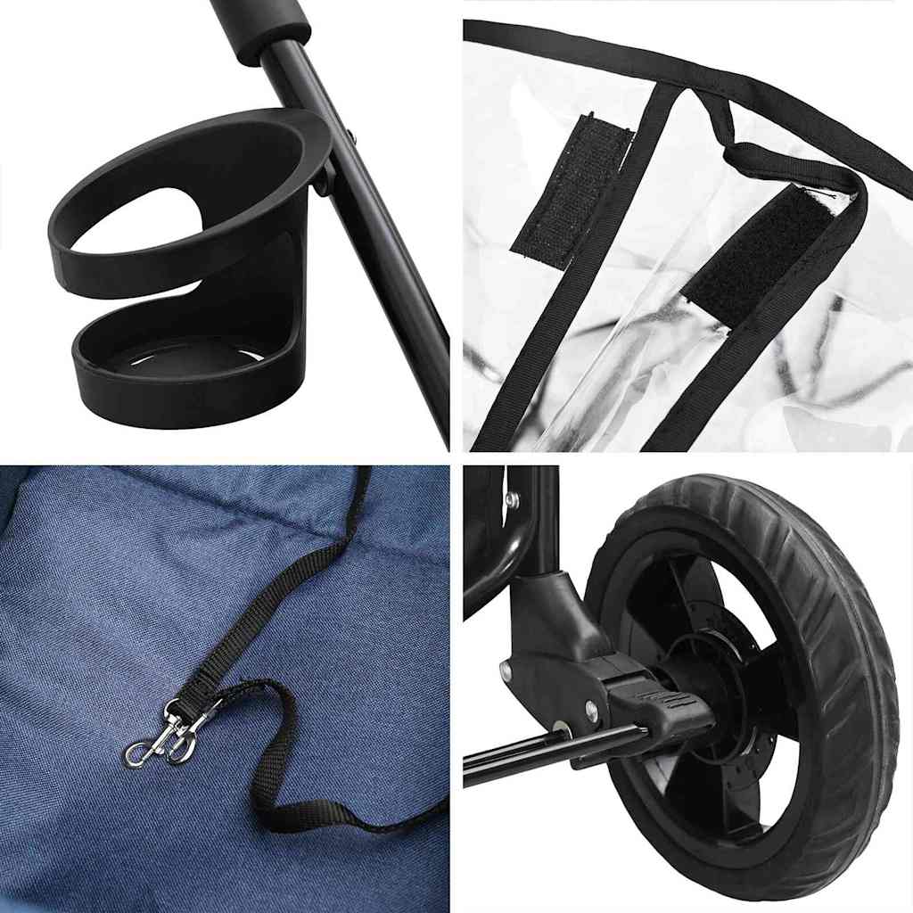 Folding Pet Stroller Blue 78 x 54 x 101 cm 600D Oxford fabric