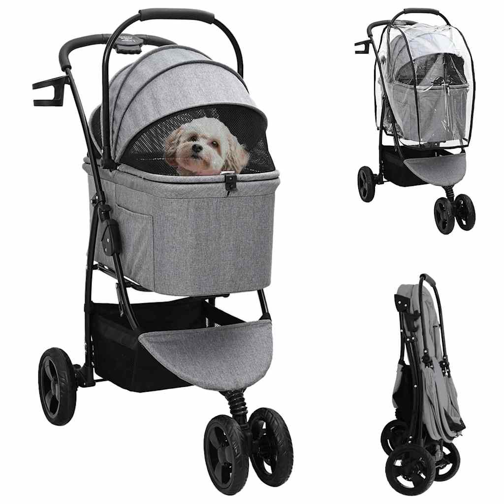 Folding Pet Stroller Grey 78 x 54 x 101 cm 600D Oxford fabric