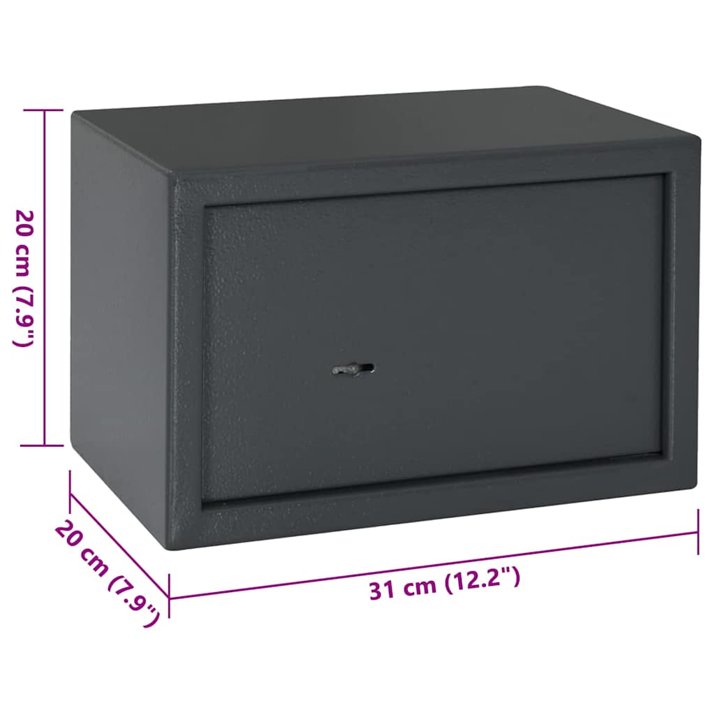 Safe Box with Lock Dark grey 31 x 20 x 20 cm Steel