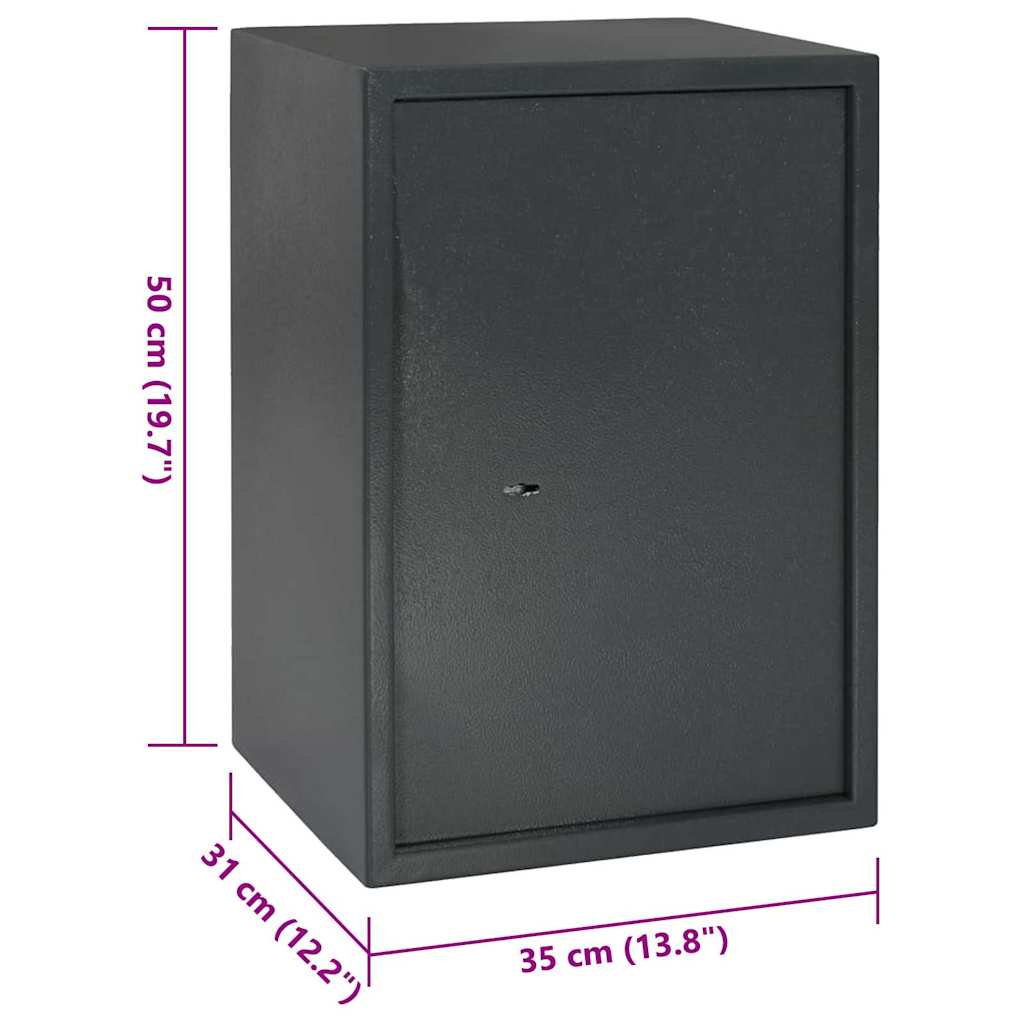 Safe Box with Lock Dark grey 35 x 31 x 50 cm Steel