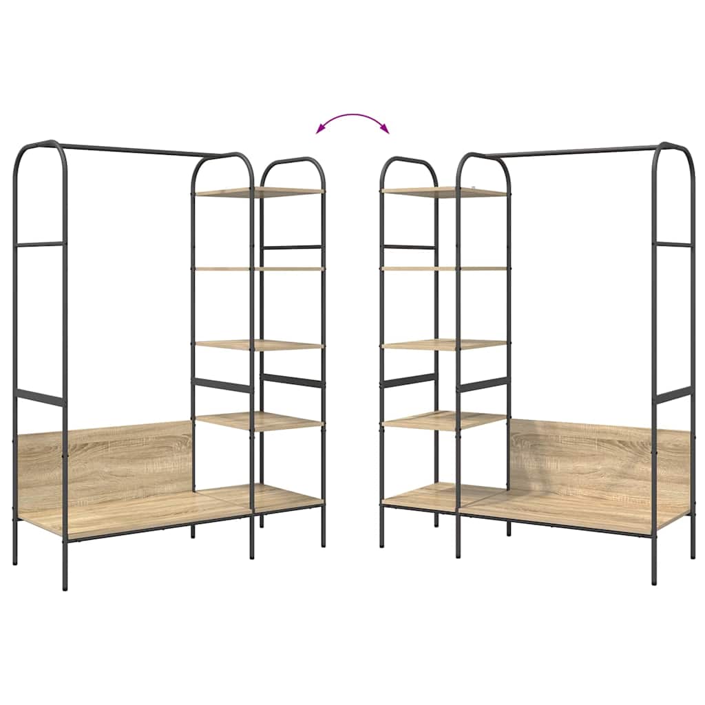 Clothes Rack Brown Oak 120 x 44 x 160 cm Engineered Wood